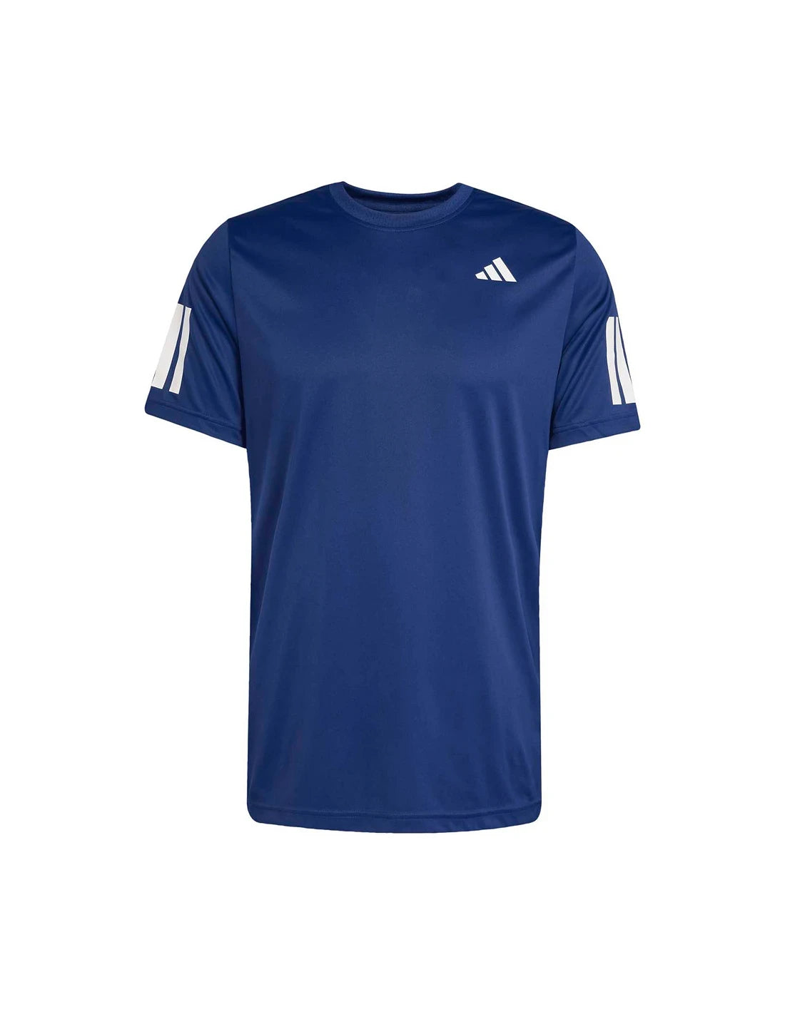 Dark blue Adidas Club 3STR T-shirt in large size, featuring the classic crew neck and sporty design by PDLSport.