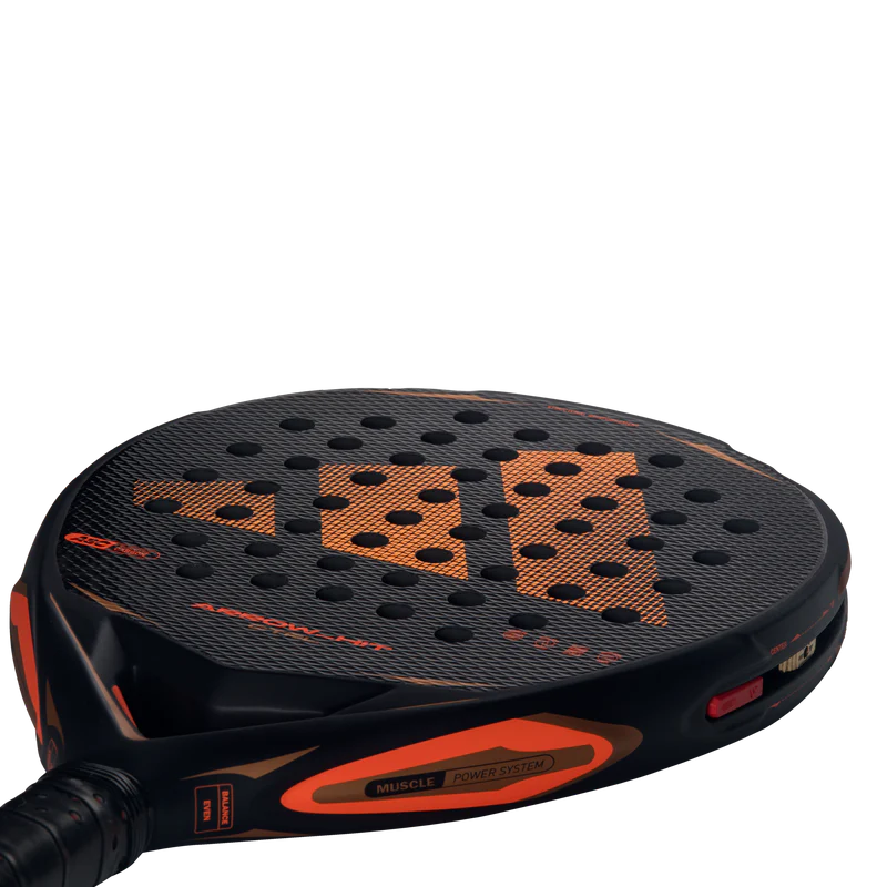 Adidas Arrow Hit CTRL 2026 Padel Racket, black and white design with grip and strings visible, ideal for paddle sports enthusiasts
