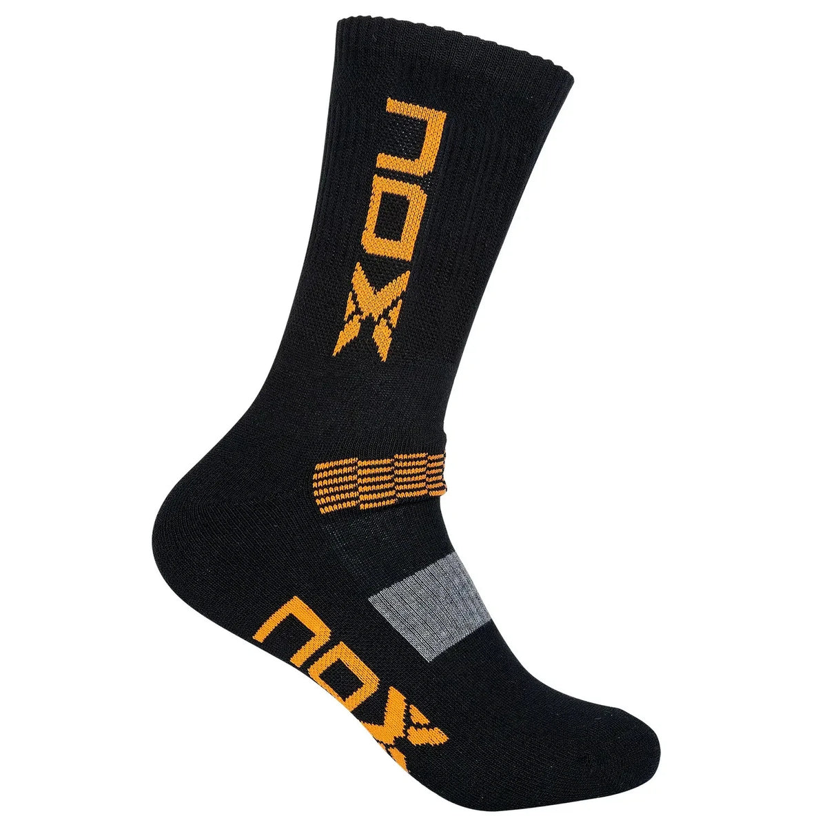 PDLSport NOX Technical Half-Round Socks in black and orange, size 6-12, featuring lightweight, breathable fabric and reinforced heel.